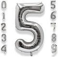 AULE 40 Inch Big Silver 5 Balloon Number Large Foil Helium Number Balloons 0-9 Jumbo Giant Happy 5th Birthday Party Decorations for Boy or Girl Huge Mylar Anniversary Party Supplies