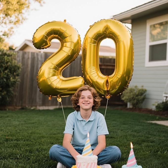 40 Inch Gold Balloon Number 20 Balloon,Jumbo Mylar Foil Helium Balloon for 20 Birthday Digital Balloons for Birthday Party,Wedding Anniversary Party Decorations