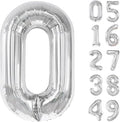Silver Helium Number Balloon 40 Inch, Giant Foil Silver Number 0 Birthday Balloons, Large Numbers 10 20 30 40 50 60 70 80 90 100 2025, Party Celebration Supplies Decorations