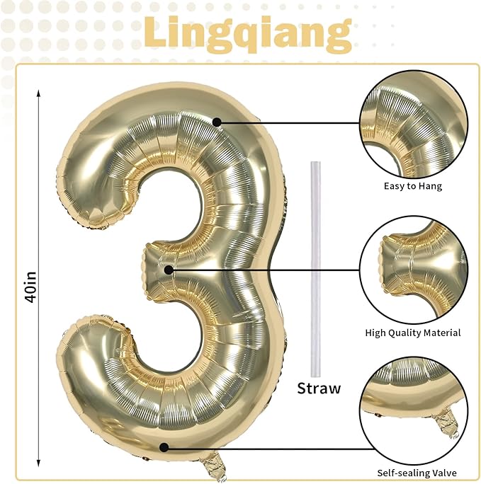 Champagne Gold Number 30 Balloons, 40 Inch Light Gold Foil Number 3 & 0 Balloons for Women, Self Inflating 30th Birthday Balloons for 30 Year Old Men Anniversary Birthday Party Decorations Supplies