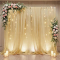 20 FT x 8 FT Champagne Backdrop Curtain - Tulle Backdrop Curtain with 9.8FT Lights String - Sheer Backdrop Curtains with 4 Inch Rod Pockets for Birthday Weddings Baby Shower Party Decorations