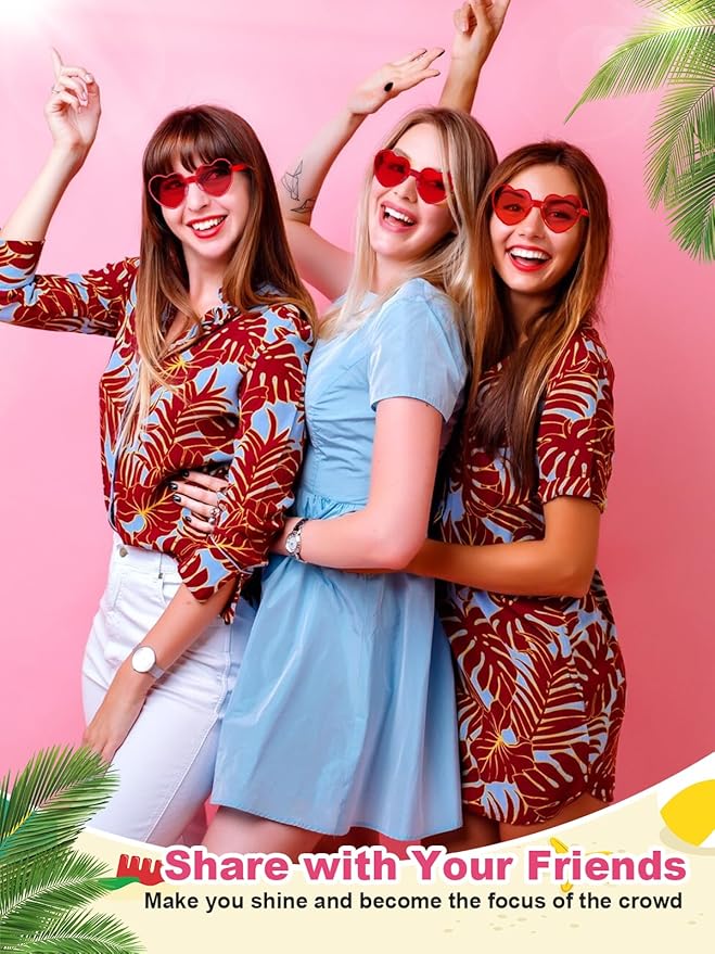12 Pairs Heart Shaped Sunglasses for Women Colorful Glasses Fun Trendy Transparent Heart Sunglasses Party Favor