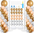 2 Sets Western Brown Cow Print Balloon Column Stand Kit with 102 Balloons Adjustable Balloon Tower Stand with Bases for Floor Cowboy Balloons Column Kit for Birthday Western Cowboy Party Decor