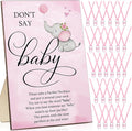 Geetery 51 Pcs Don't Say Baby Game Sign Cool Baby Shower Game 50 Pacifier Necklace Wooden Don't Say Sign Plastic Pacifier Party Favor for Gender Reveal(Elephant,Pink)