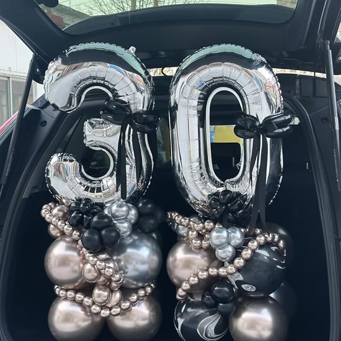 40 inch Silver Number Balloon Giant Foil Helium Balloons Silver Number 7 Balloon for 7th Birthday Party Anniversary Decorations Supplies
