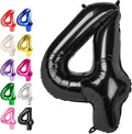 40 Inch Black Large Number 4 Birthday Balloon, Giant Numbers Four 14 24 34 40 44 Balloons, Foil Mylar Big Balloons for Anniversary Graduation Supplies Decorations