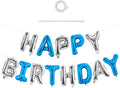 TONIFUL Happy Birthday Balloons Banner 16 Inch Mylar Foil Letters Birthday Sign Reusable for Girls Boys Kids & Adults Birthday Party Decorations Supplies（Navy Blue Silver）