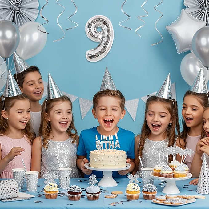 TONIFUL 16 Inch Number Silver 0-9 Mylar Foil Balloons 10 Pcs Custom digitalal Balloons for 2026 New Year Eve Birthday Party Engagement Graduations Anniversary Baby Shower