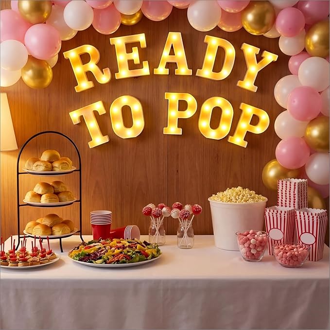 Honoson 10 Pcs Ready to Pop Baby Shower Decorations Ready to Pop Lights up Sign Red Coquette Soda Theme LED Lights Sign for Baby Shower Gender Reveal Birthday Party Decor