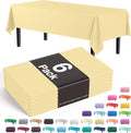 Party Solids Pack Of 6 Premium Plastic Tablecloth 54 Inch x 108 Inch Rectangle Plastic Table Cover - Light Yellow