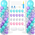 2 Sets Pink Purple Blue Balloon Column Stand Kit with 100 Balloons Adjustable Balloon Tower Stand with Bases for Floor Confetti Balloons Column Kit for Mermaid Theme Graduation Birthday Party Decor