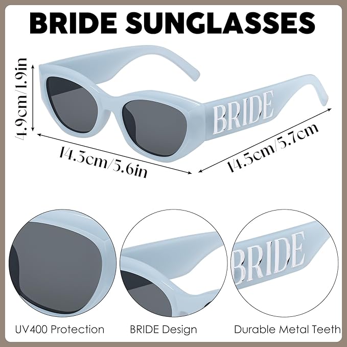 JATEBI 3PCS Bride Sash Veil Sunglasses Set for Bridal Shower Wedding Engagement Bachelorette Party Favors
