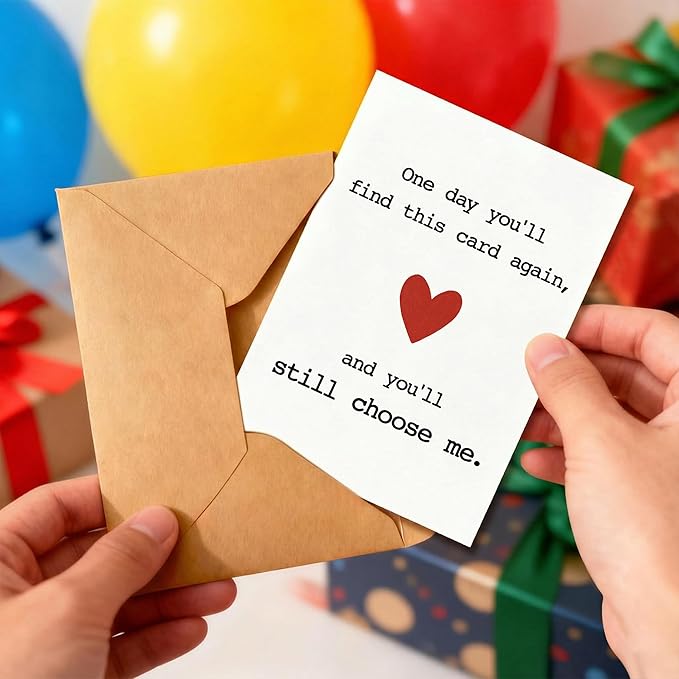 KINGNAME Romantic Love Card for Partner, Still Choose Me Sentimental Card, Meaningful Anniversary Birthday Card for Couples