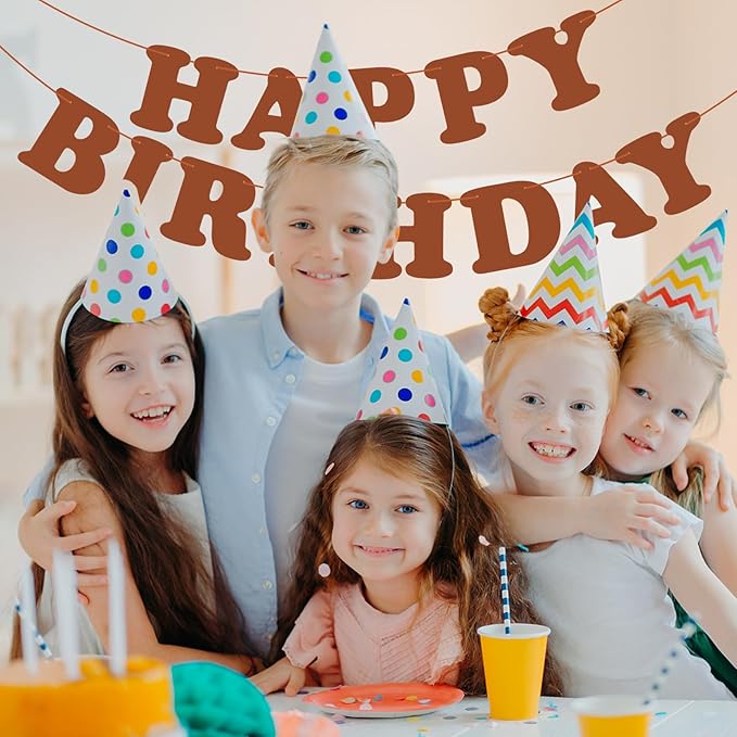 Brown Happy Birthday Banner Birthday Party Decorations Sign Birthday Backdrop Party Supplies Happy Birthday Bunting Banner for Kids Adults