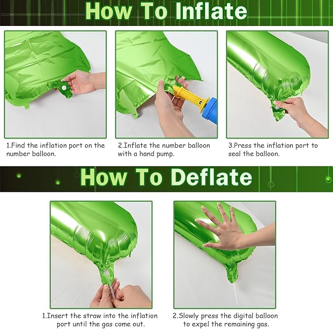 40 Inch Green Number 1 Balloon for 1st Birthday Decoration, Large Self Inflate Foil Number Balloons 0-9 for Boys Girls, Digit 1 Helium Balloons for Women Men Jungle Safari Party Anniversary Supplies
