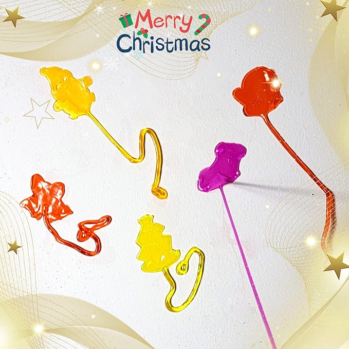 28pcs Christmas Sticky Hands Toys for Kids, X-mas Styles Stretchy Toys for Christmas Stocking Stuffers, Gifts, Pinata Fillers, Party Favors for Kids