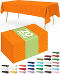 Pureegg Plastic Table Cloth Disposable 20 Pack, 54 x 108 Inch Table Cloths, Halloween Party, Thanksgiving Decorations, Harvest, Fall Tablecloths, Rectangle Tables, Leakproof & Sturdy, Orange