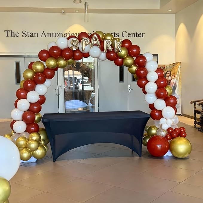 Burgundy and Gold Balloons, 60Pcs 12 Inch Maroon and Gold Balloons with Maroon Metallic Gold Confetti Balloons for Graduation Birthday Bridal Shower Party Decorations