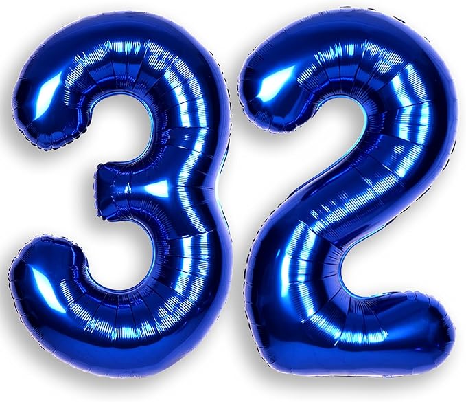 40Inch Navy Blue Number 32 Balloon Large Helium Royal Blue Number Balloons 0-9 Giant Digital 32nd Foil Mylar Big Party Balloon for Boy Birthday Party Anniversary Graduation Decorations