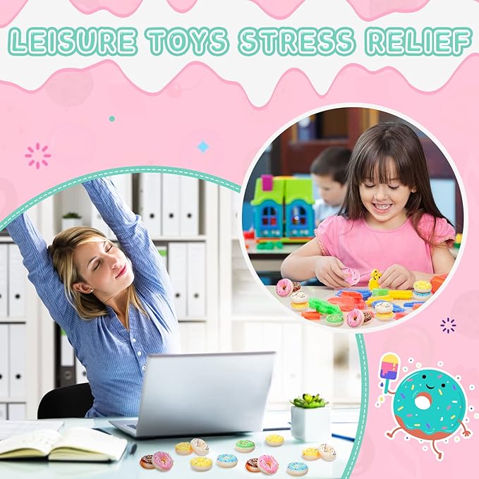 30 Pcs Donut Stress Balls Donut Party Favors Funny Squeeze Balls Stress Relief Sensory Doughnut Toys for Party Decoration Supplies, 6 Colors