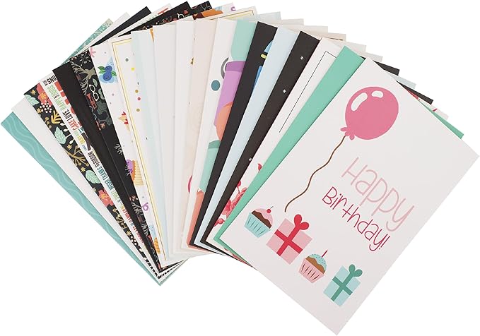 Mr. Pen Assorted Color Birthday Cards, 20 Pack, 4 x 6 Inches, Blank Inside, Includes Envelopes