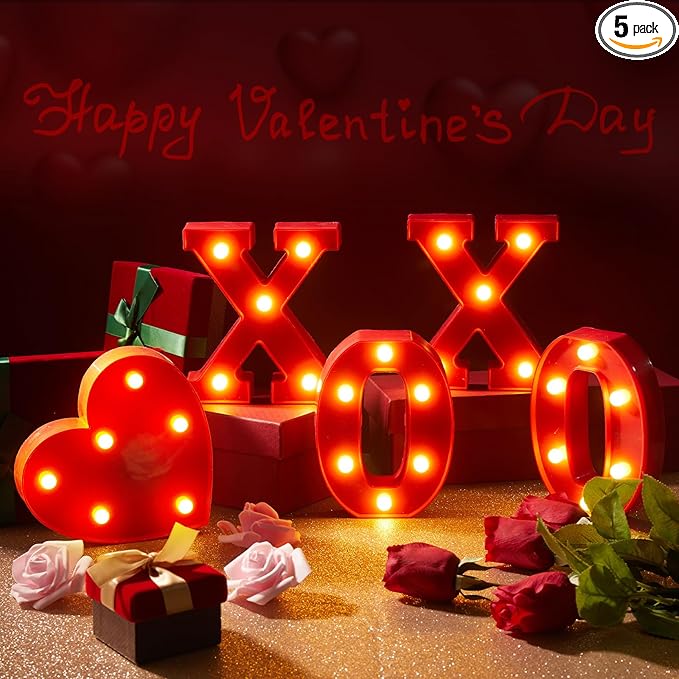 VIHOSE Valentine's Day LED Letter Lights Sign Table Decoration Light up Letters Battery Powered for Home Bars Party Bedroom Tabletop Decoration Valentine's Gift