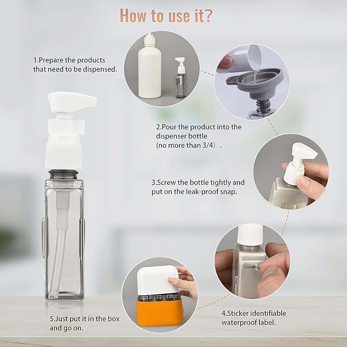 Bpluma Travel Bottles, Leak Proof Containers For Toiletries TSA Approved Airplane Accessories Kits For Liquid With Labels