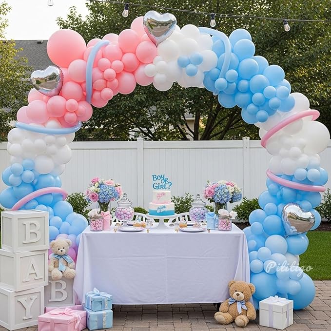 134Pcs Pink and Blue Balloons Garland Arch Kit - Gender Reveal Balloon Decorations for Boy or Girl, Baby Shower, Birthday, Anniversary Party Decorations 2026