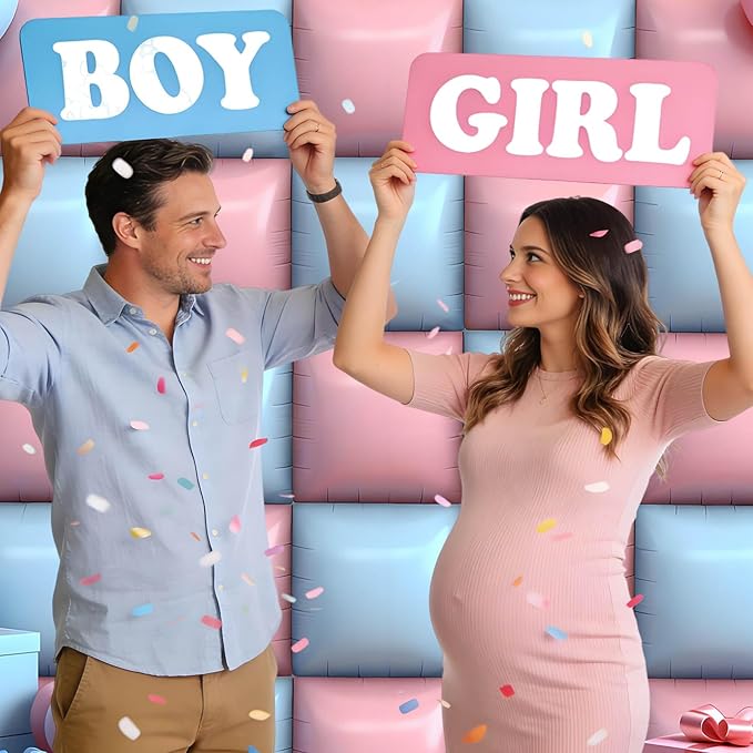 50Pcs Light Pink and Light Blue Square Foil Balloons Wall Backdrop, Double Sided Metallic Foil Balloons Tunnel Arch Garland Kit for Photo Booth Birthday Wedding Halloween Christmas Party Decorations