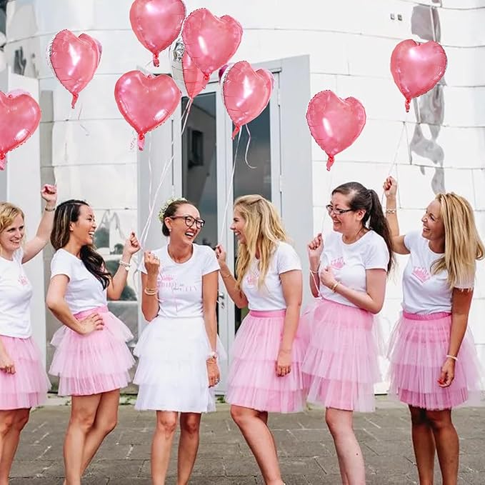 TONIFUL 30Pcs 18 Inch Light Pink Balloons Pastel Pink Heart Shape Foil Mylar Banners Decoration for Birthday Valentine's Day Wedding Bridal Shower Anniversary Engagement Party Supplies