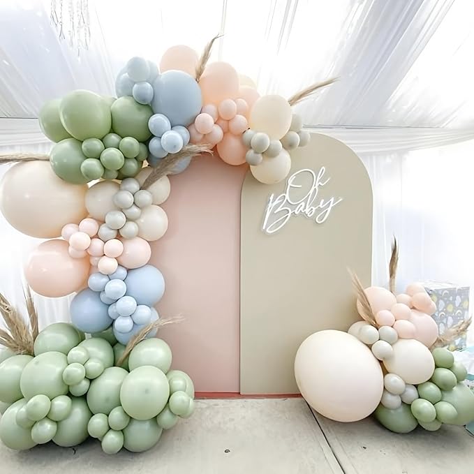 Pale Dusty Green Balloons 5inch Small Olive Sage Green Balloon 60pcs Mini Round Retro Haze Fog Latex Balloons for Arch Garland Light Green Balloon for Birthday Party Decoration Jungle Safari