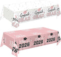 Oigco 2 Pack Pink Graduation Tablecloths, Graduation Decorations Class of 2026, Congrats Grad Plastic Table Cloths for Graduation Party Decorations, 54 x 108 Inch