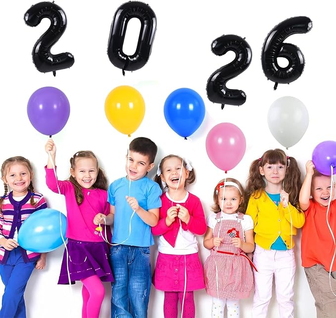 TONIFUL 2026 Black Foil Number Balloons 16 Inch Black 2026 Number Balloons 2026 Graduation Aluminum Foil Mylar Balloons for 2026 New Year Eve Christmas Anniversary Party Supplies