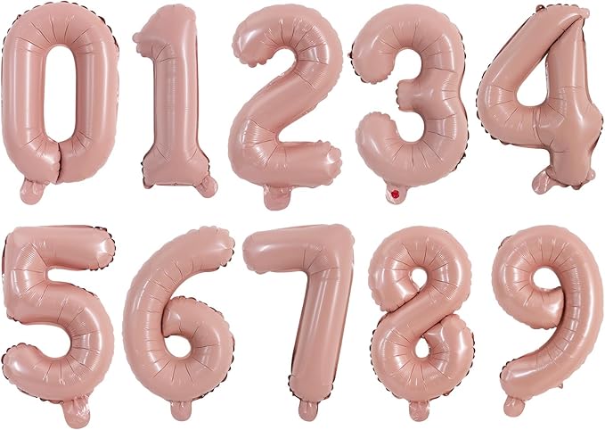 TONIFUL Balloons 16 Inch Baby Pink 0-9 Number Mylar Foil Balloons 10 Pcs Custom digitalal Balloons for 2026 New Year Eve Birthday Party Engagement Graduations Anniversary Baby Shower