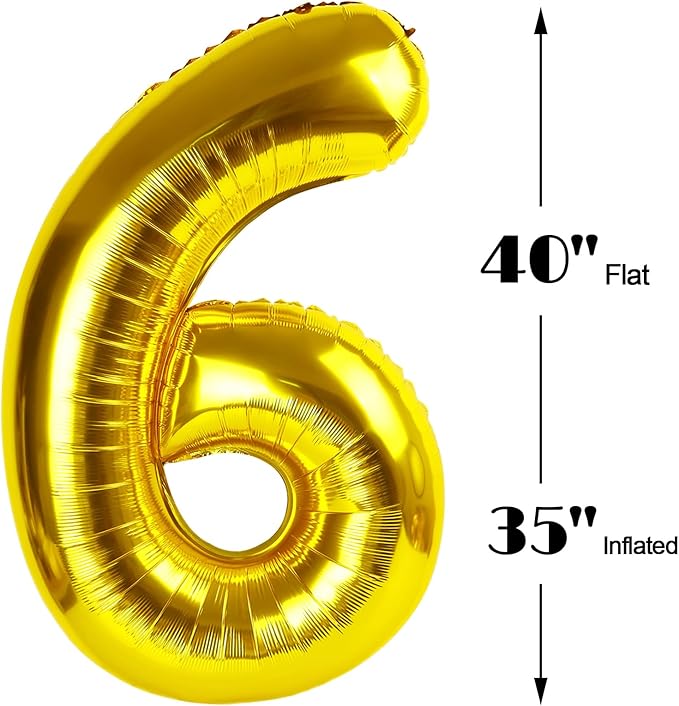 Gold 40 Inch Mylar Foil Number 16 61 Balloon, Birthday Digital Balloons for 16 Boy Girl Party Decorations Supplies, Big Helium Balloon Numbers for 16 61 Men Women Anniversary