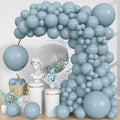 Blue Balloons, 113Pcs Different Sizes Pale Aqua Blue Balloon Arch Garland Kit 18/12/10/5 Inch, Matte Retro Powder Light blue Latex Helium Balloon for Birthday Boho Baby Boys Shower Party Decorations