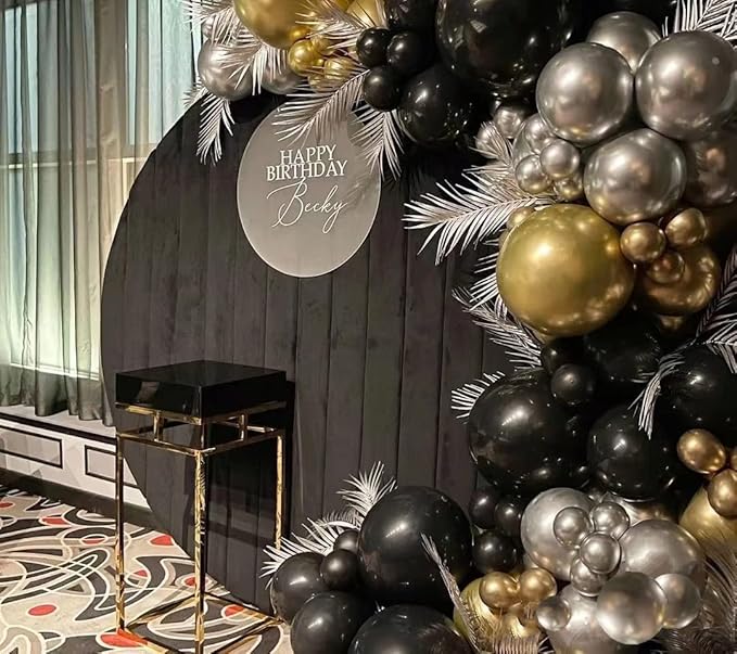 116pcs Black Gold Silver Chrome Balloon Garland Arch Kit for Gatsby Roaring 20s Birthday, New Year, Bachelorette, Graduation, Retirement Party Decorations