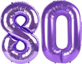 Purple Jumbo Number 80 Balloon 40 Inch, Women Men 80 Birthday Supplies, Foil Helium 80 Birthday Giant Balloon, Mylar Purple Number Balloons Anniversary Decorations