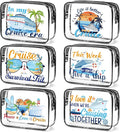 6PC Clear Cruise Makeup Bags Gifts for Women, Clear Beach Cosmetic Bag Cruise Ship Survival Kit Essentials, Travel PVC Waterproof Toiletry Bags for Girls Sister Daughter Nurse Teacher