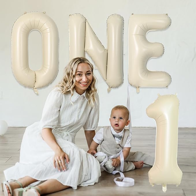 Biapian 40 Inch Letter M Balloons, Giant Cream M Foil Balloon, Big Single Alphabet A-Z Balloons, Beige Large Aluminum M Balloons Helium for Birthday, Baby Shower, Wedding, Anniversary Party Decoration