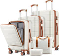 YOETEY 5 Piece Luggage Set Hardside Expandable Suitcase with TSA Lock Spinner Wheels Lightweight Travel Set Includes Tote and Toiletry Bag, (5 Piece Sets, White)