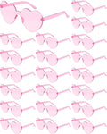 Frienda 20 Pairs Heart Shaped Sunglasses Rimless Candy Color Glasses for Women Men Party Favor