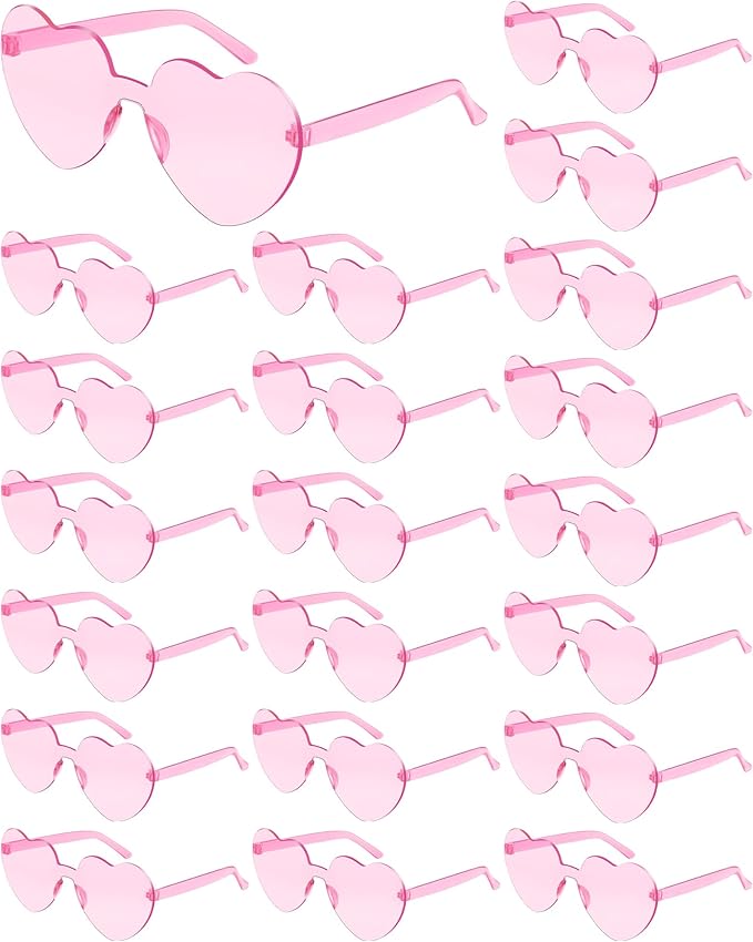 Frienda 20 Pairs Heart Shaped Sunglasses Rimless Candy Color Glasses for Women Men Party Favor