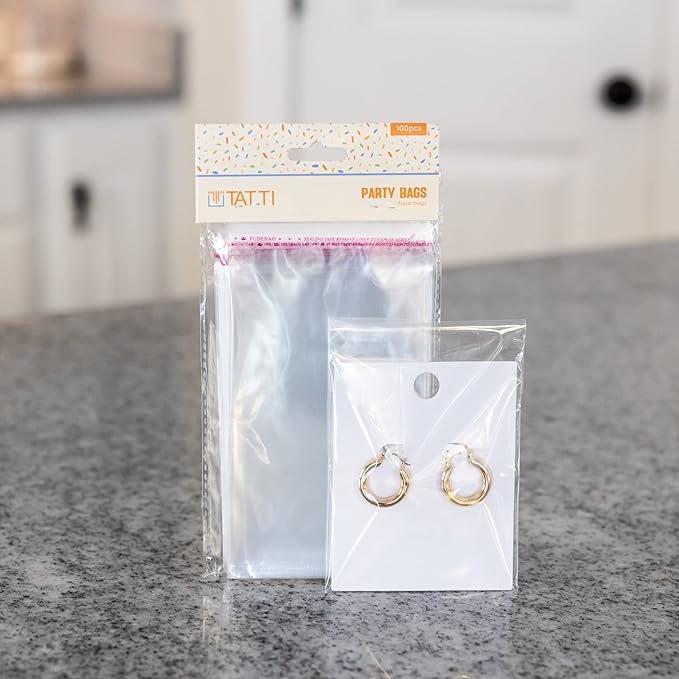 100 Pcs 4"6"+1.2" Clear Plastic Bags, Flat Cello/Cellophane Candy Bags for Bakery, Cookie, Dessert, Party Favor Packaging