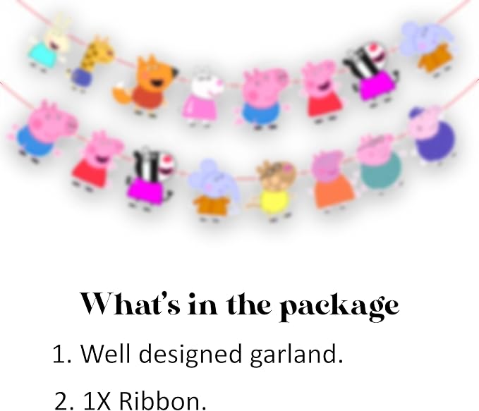 Pepa Pig Garland Decoration – Cartoon-Themed Party Banner Featuring Pepa in Bright Colors – Fun Supplies for Birthdays, Celebrations & Themed Events