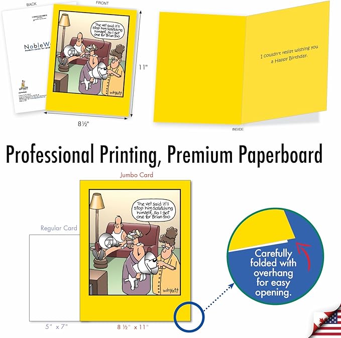 NobleWorks -1 Funny Birthday Card Inappropriate (8.5 x 11 Inch) - Humor Cartoon Bday Notecard with Envelope - Stop Scratching J8304BDG