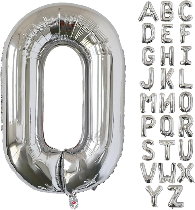 KALOR 40 Inch Silver Letter O Balloons Jumbo Foil Mylar Helium Big Balloons for Birthday Party Anniversary Baby Shower Supplies