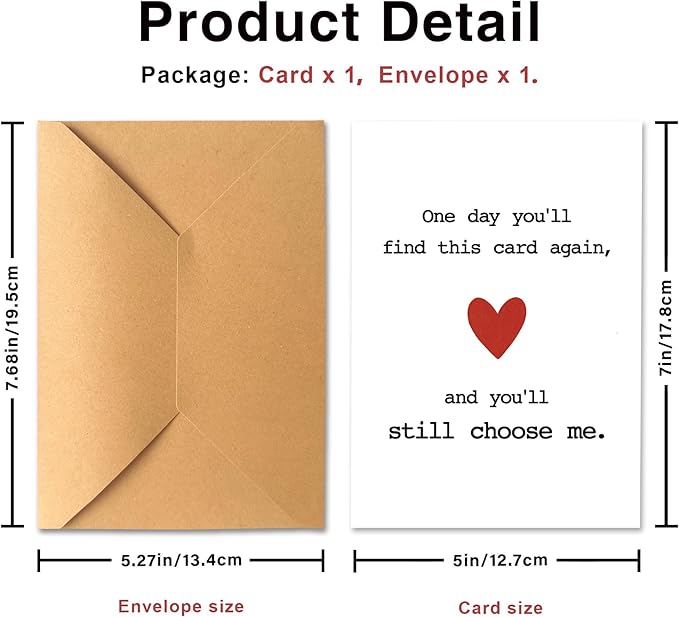 KINGNAME Romantic Love Card for Partner, Still Choose Me Sentimental Card, Meaningful Anniversary Birthday Card for Couples