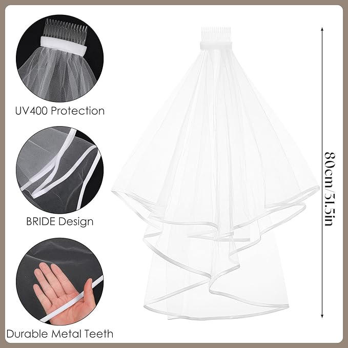 JATEBI 3PCS Bride Sash Veil Sunglasses Set for Bridal Shower Wedding Engagement Bachelorette Party Favors