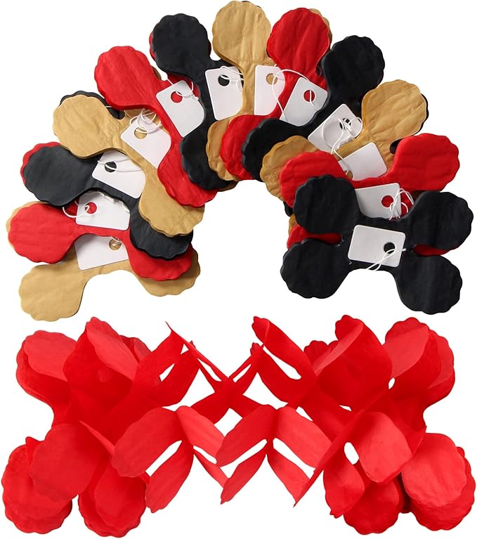 Red-Black Gold Party-Decorations Streamers Garland - 12pcs Casino-Theme Graduation 2026 4-Leaf Clover Paper Streamer,Game Night Wedding Birthday Baby Bridal Shower Banners Decor Ouruola